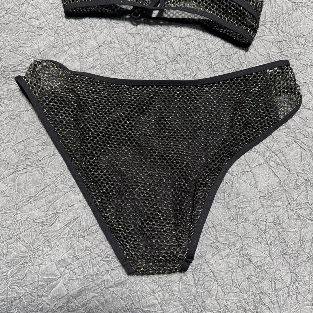 BECCA Black Gold Mesh Bikini Set D Top - Picture 4 of 9